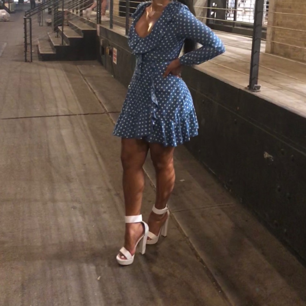 Blue polka dot dress from misguided
